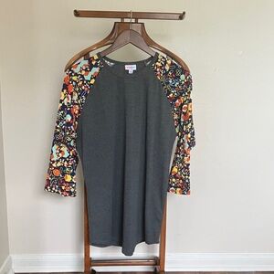 LuLaRoe Gray Top with Multicolor Logo